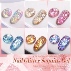 6 Colors BORN PRETTY Glitter Sequins Gel Polish Set Fireworks Series 7ml -Born Pretty Salon 59460 ZI 1