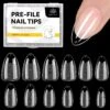 No Brand 288pcs Short Almond Pre-File Nail Tips 12 Different Sizes