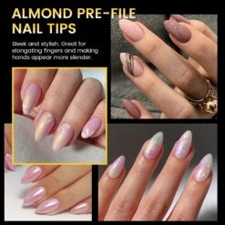 No Brand 288pcs Short Almond Pre-File Nail Tips 12 Different Sizes -Born Pretty Salon 59483 ZI 2