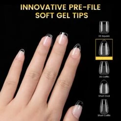 No Brand 288pcs Short Almond Pre-File Nail Tips 12 Different Sizes -Born Pretty Salon 59483 ZI 5