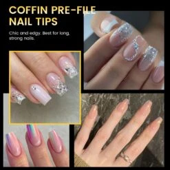 No Brand 288pcs Short Coffin Pre-File Nail Tips 12 Different Sizes -Born Pretty Salon 59484 ZI 2