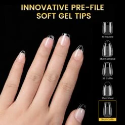 No Brand 288pcs Short Coffin Pre-File Nail Tips 12 Different Sizes -Born Pretty Salon 59484 ZI 5