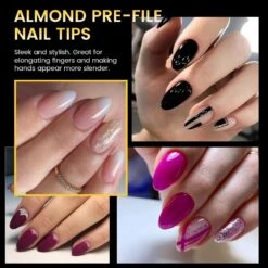 No Brand 288pcs Short Oval Pre-File Nail Tips 12 Different Sizes -Born Pretty Salon 59485 ZI 2