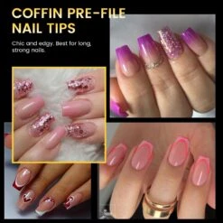 No Brand 288pcs XS Coffin Pre-File Nail Tips 12 Different Sizes -Born Pretty Salon 59486 ZI 2