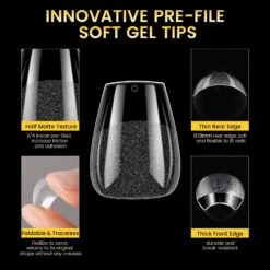 No Brand 288pcs XS Coffin Pre-File Nail Tips 12 Different Sizes -Born Pretty Salon 59486 ZI 3