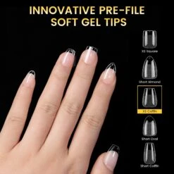 No Brand 288pcs XS Coffin Pre-File Nail Tips 12 Different Sizes -Born Pretty Salon 59486 ZI 5