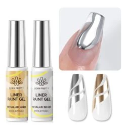 2 Bottles Mirror Metal Silver & Gold Liner Gel 8ml -Born Pretty Salon 59515 ZHU 2
