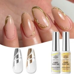 2 Bottles Mirror Metal Silver & Gold Liner Gel 8ml