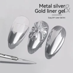 2 Bottles Mirror Metal Silver & Gold Liner Gel 8ml -Born Pretty Salon 59515 ZI 1