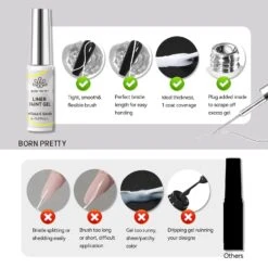 2 Bottles Mirror Metal Silver & Gold Liner Gel 8ml -Born Pretty Salon 59515 ZI 6