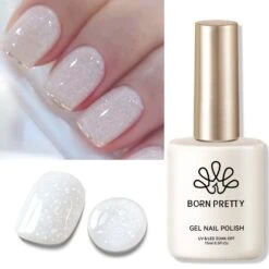 White Snow Glitter Jelly Gel Polish 15ml -Born Pretty Salon 59677 ZHU 1
