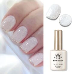 White Snow Glitter Jelly Gel Polish 15ml -Born Pretty Salon 59677 ZHU 3