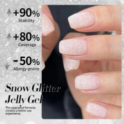 White Snow Glitter Jelly Gel Polish 15ml -Born Pretty Salon 59677 ZI 4