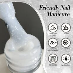 White Snow Glitter Jelly Gel Polish 15ml -Born Pretty Salon 59677 ZI 7