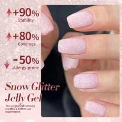 Pink Snow Glitter Jelly Gel Polish 15ml -Born Pretty Salon 59678 ZI 4