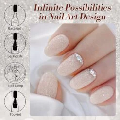 Nude Snow Glitter Jelly Gel Polish 15ml -Born Pretty Salon 59679 ZI 6
