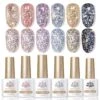 6 Colors BORN PRETTY Gold Black Glitter Reflective Gel Polish Set 7ml