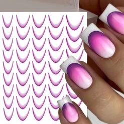 No Brand 3D Gradient French Line Nail Stickers -Born Pretty Salon 59742 ZHU 9