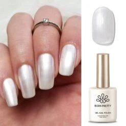 White Moonlight Pearl Shimmery Pearl Gel Polish 15ml -Born Pretty Salon 59757 ZHU 4