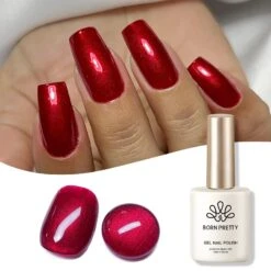 Red Scarlet Ruby Shimmery Pearl Gel Polish 15ml -Born Pretty Salon 59761 ZHU 3