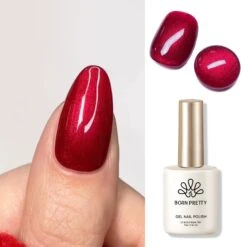Red Scarlet Ruby Shimmery Pearl Gel Polish 15ml -Born Pretty Salon 59761 ZHU 4