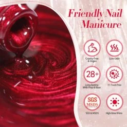 Red Scarlet Ruby Shimmery Pearl Gel Polish 15ml -Born Pretty Salon 59761 ZI 7