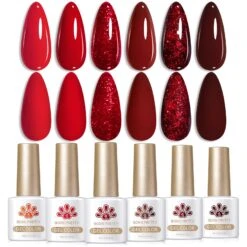 6 Colors Red Gel Polish Set Berry Wine Series 7ml
