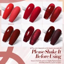 6 Colors Red Gel Polish Set Berry Wine Series 7ml -Born Pretty Salon 59804 ZI 1