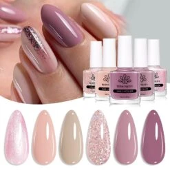 6 Colors Nude Pink Nail Polish Set 10ml -Born Pretty Salon 59830 ZHU 2