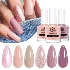 6 Colors Nude Pink Nail Polish Set 10ml -Born Pretty Salon 59830 ZHU 3