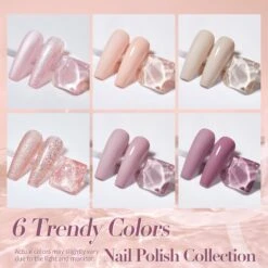 6 Colors Nude Pink Nail Polish Set 10ml -Born Pretty Salon 59830 ZI 1