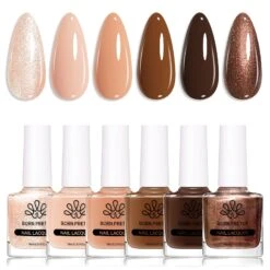 6 Colors Nude Brown Nail Polish Set 10ml