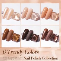 6 Colors Nude Brown Nail Polish Set 10ml -Born Pretty Salon 59831 ZI 1