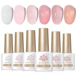6 Colors Jelly Gel Polish Set Pink Veil 7ml
