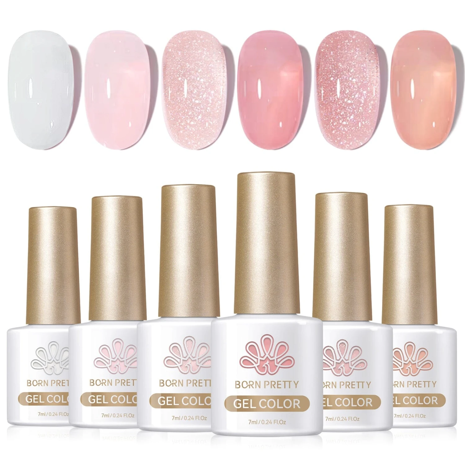 6 Colors Jelly Gel Polish Set Pink Veil 7ml 1 6 Colors Jelly Gel Polish Set Pink Veil 7ml