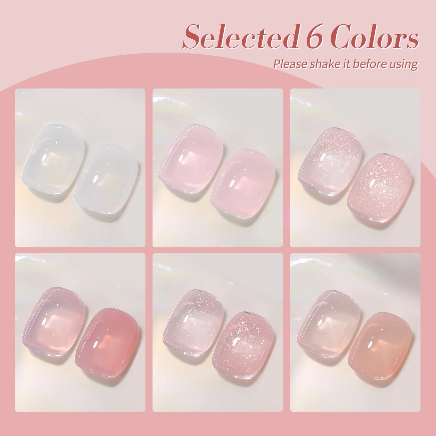 6 Colors Jelly Gel Polish Set Pink Veil 7ml 7 6 Colors Jelly Gel Polish Set Pink Veil 7ml - Image 7