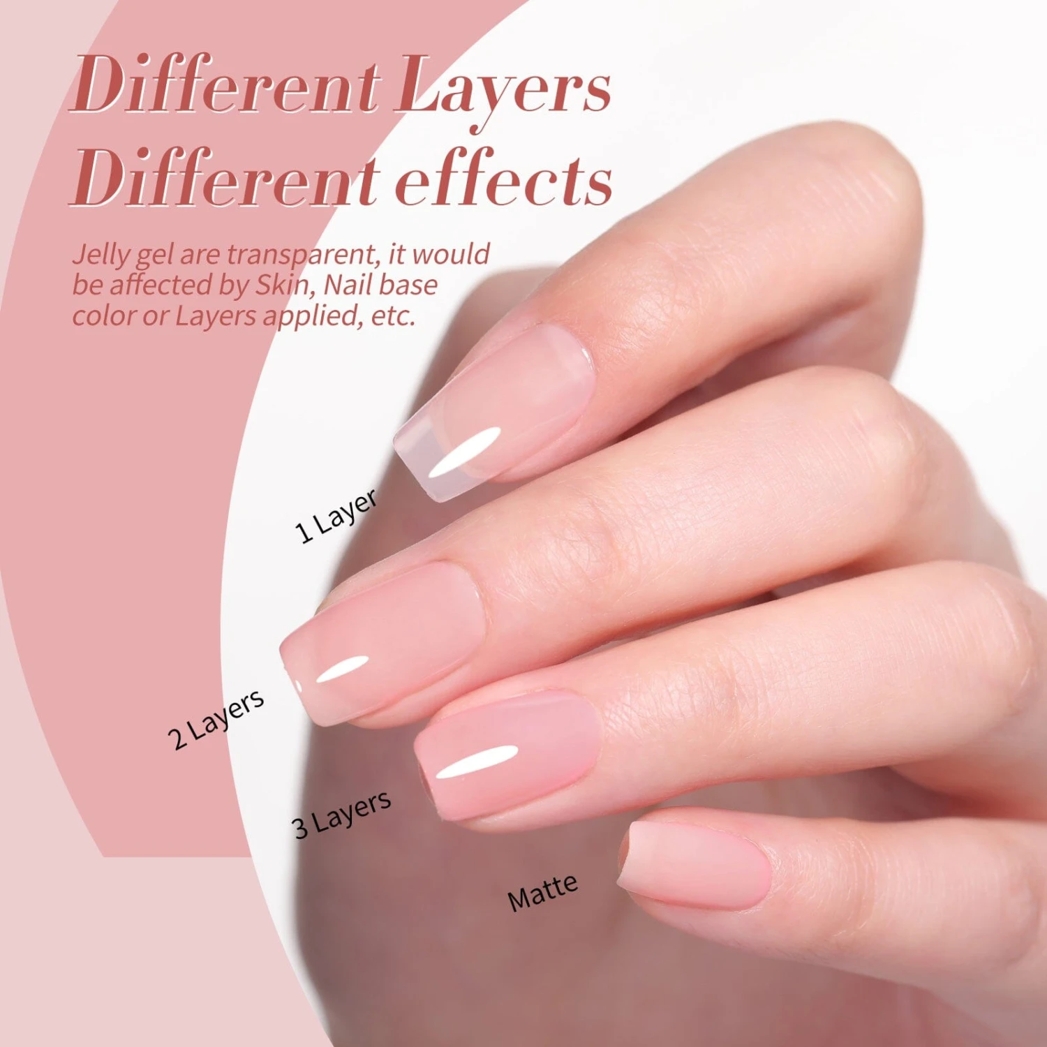 6 Colors Jelly Gel Polish Set Pink Veil 7ml 2 6 Colors Jelly Gel Polish Set Pink Veil 7ml - Image 2