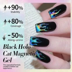 Black Iridescent Cat Magnetic Gel Polish 15ml -Born Pretty Salon 59965 Z2