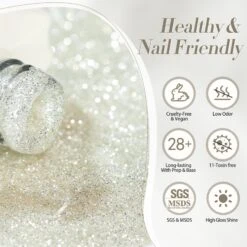 White Diamonds Glitter Sequins Gel Polish 15ml -Born Pretty Salon 59967 ZI 8