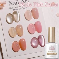 6 Colors Nude Pink Gel Polish Set 04 10ml -Born Pretty Salon 60079 4b