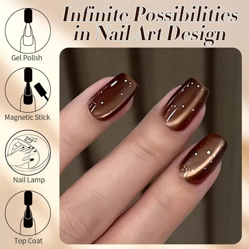 Water Light Cat Magnetic Gel Polish MY80 Dark Chocolate 10ml 7 Water Light Cat Magnetic Gel Polish MY80 Dark Chocolate 10ml - Image 7