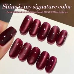 Water Light Cat Magnetic Gel Polish MY82 Berry Red 10ml -Born Pretty Salon 60216 5 ZI 3