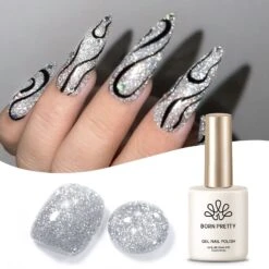 Silver Flash Reflective Glitter Gel Polish 15ml -Born Pretty Salon 60236 ZHU 3