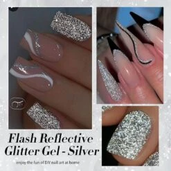 Silver Flash Reflective Glitter Gel Polish 15ml -Born Pretty Salon 60236 ZI 6