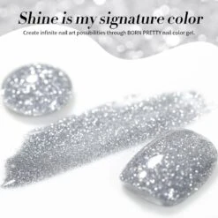 Silver Flash Reflective Glitter Gel Polish 15ml -Born Pretty Salon 60236 ZI 8