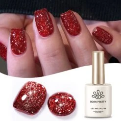 Red Flash Reflective Glitter Gel Polish 15ml -Born Pretty Salon 60238 ZHU 3