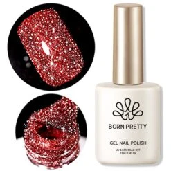 Red Flash Reflective Glitter Gel Polish 15ml -Born Pretty Salon 60238 ZHU 4