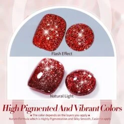 Red Flash Reflective Glitter Gel Polish 15ml -Born Pretty Salon 60238 ZI 1