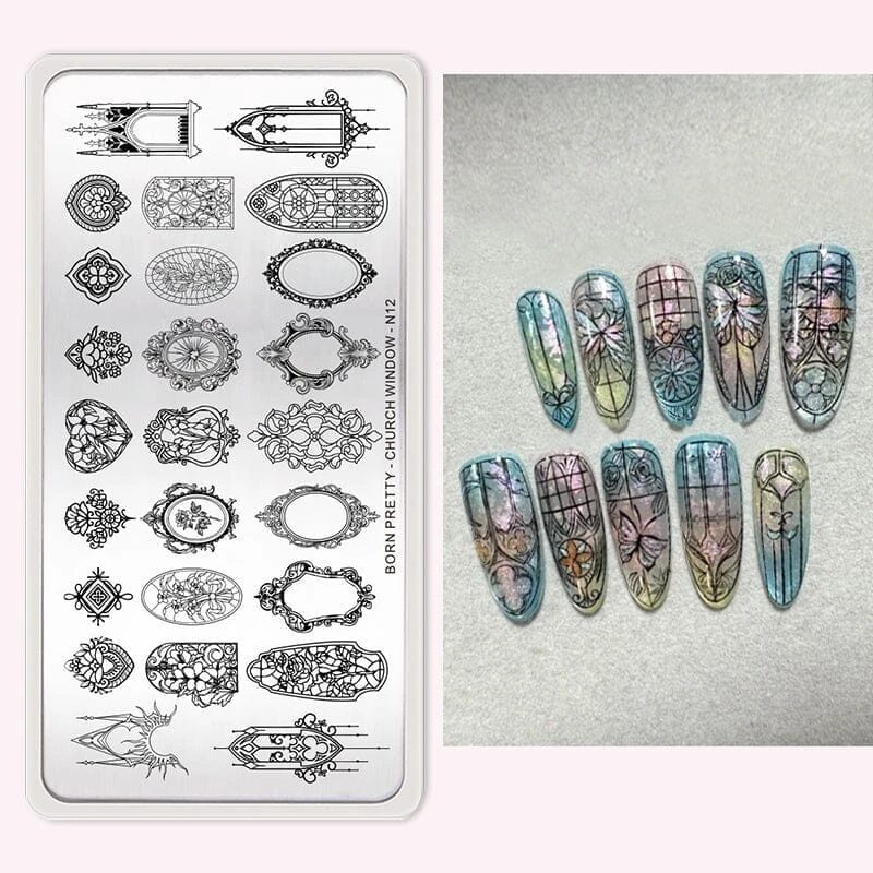 CHURCH WINDOW-N12 Nail Stamping Plate 3 CHURCH WINDOW-N12 Nail Stamping Plate - Image 3