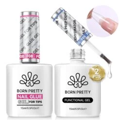 2 Bottles Set Nail Glue Gel & Nail Prep Dehydrator 15ml